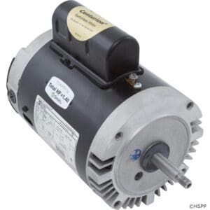 Electric motor with labeled cover.