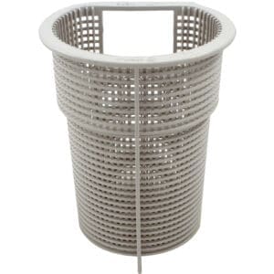 Pool skimmer basket with square opening top.