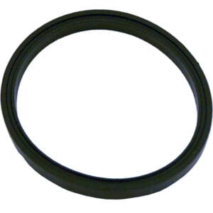 Black rubber O-ring on white background.