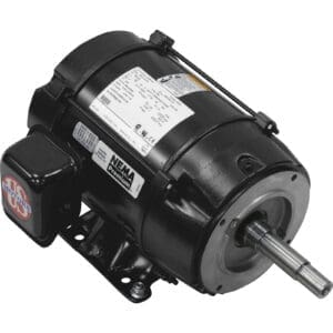 Black industrial electric motor with label details.
