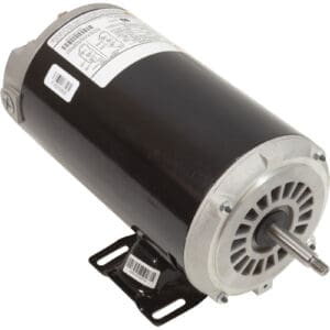 Electric motor with black casing and labels.