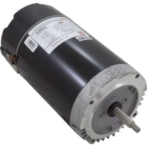 Electric motor with attached label and specifications.