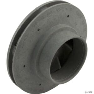 Gray plastic centrifugal pump impeller part.