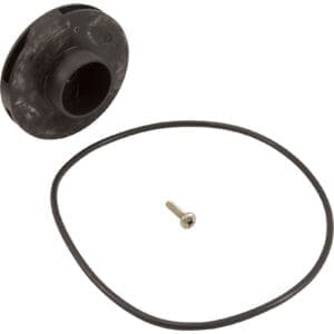 Black plastic part, screw, and rubber ring.