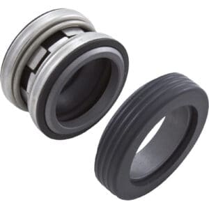 Mechanical seal components with rubber gaskets.