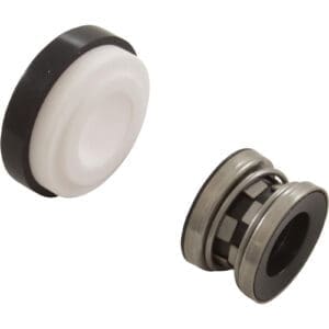 Mechanical seal components on white background.