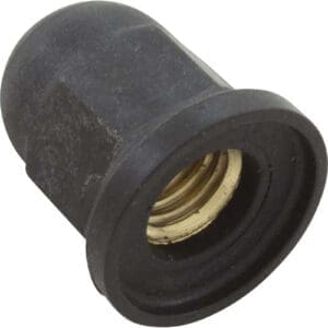 Black plastic cap with threaded interior.