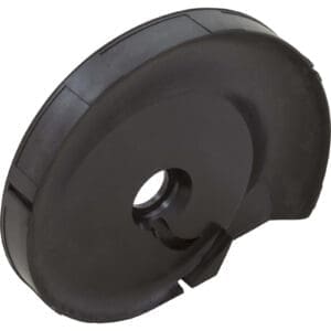 Black plastic circular cover with central hole.