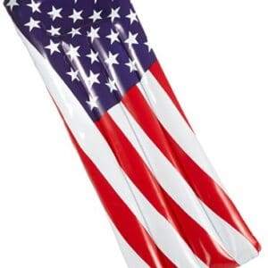 Inflatable pool float with American flag design.