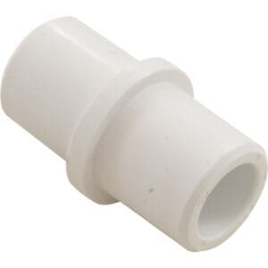 White PVC pipe fitting on white background.