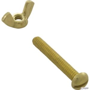 Wing nut and screw on white background.