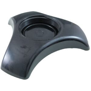 Black tripod-shaped plastic bottle cap.
