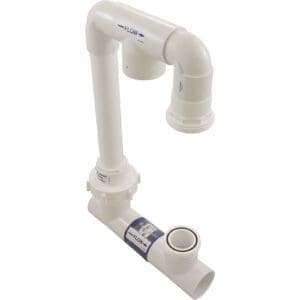 White plastic plumbing pipe with elbow joints.