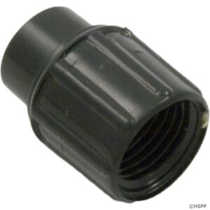 Black plastic cap, threaded interior, isolated.