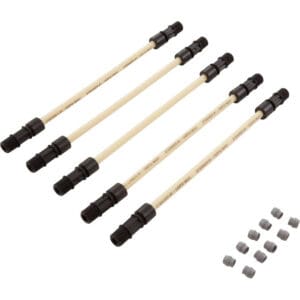 Five extension poles with connectors and caps.