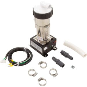 Vacuum pump kit with accessories and connectors.