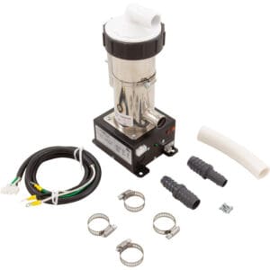 Vacuum pump with accessories and connectors displayed.