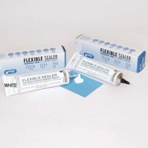 Flexible sealer tubes and packaging displayed.