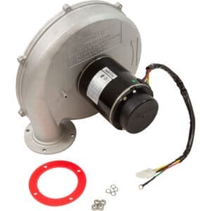 HVAC blower motor with wiring and accessories.