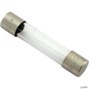 Glass tube fuse with metal caps.