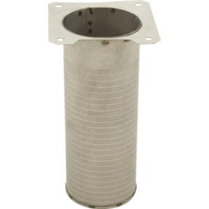 Perforated metal cylinder with mounting flange.