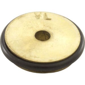 Round brass disc with central hole.