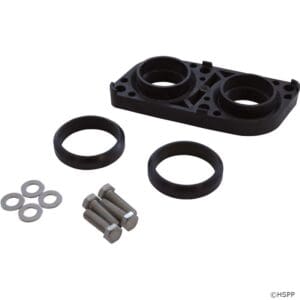 Engine adapter plate with bolts and washers.