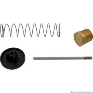 Spring and metal components on white background.