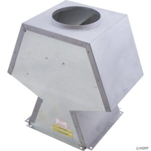 Metal ventilation hood with circular opening.