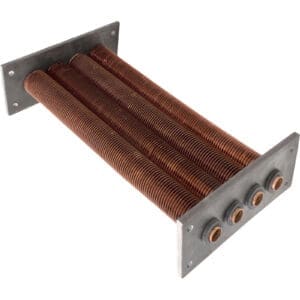 Copper coil heat exchanger with four pipes.