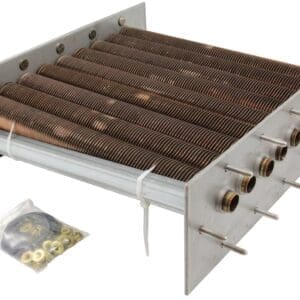 Copper coil heat exchanger with mounting kit.