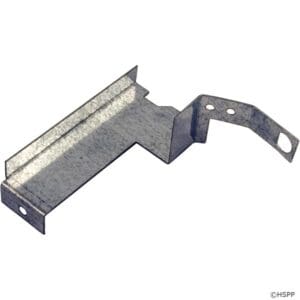 Metal bracket with angled design and holes.