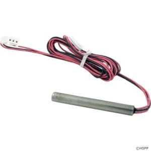 Temperature sensor with red and black wires.