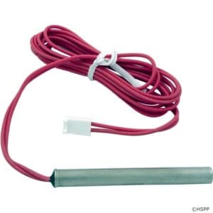 Red wire with metal cylindrical component.
