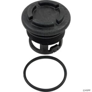 Black plastic cap with rubber ring.
