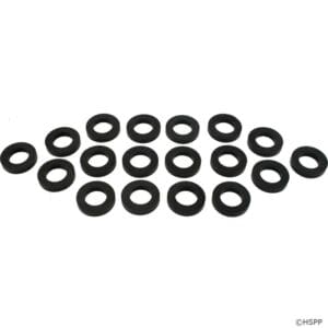 Black rubber O-rings arranged in rows.
