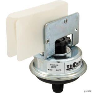 Metal pressure switch with white paddles.