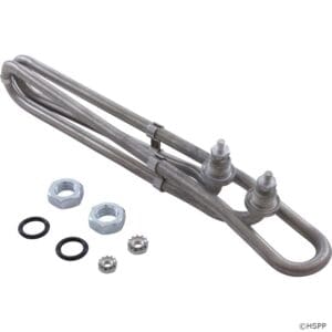 Heating element with nuts and washers.