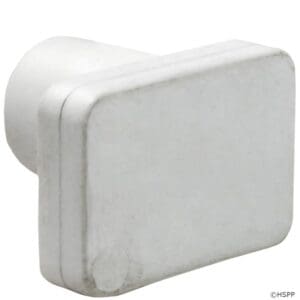 Rectangular white plastic cap or cover.