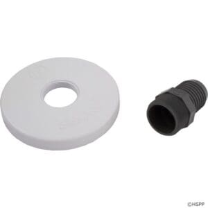 White disc and black threaded connector.