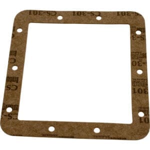 Square gasket with pre-drilled holes.