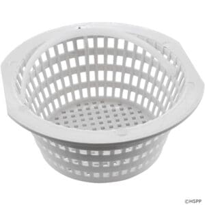 White plastic mesh pool skimmer basket.