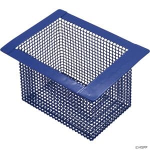 Blue plastic mesh storage basket.