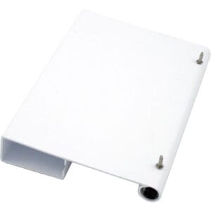 White plastic bracket with screws attached.