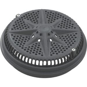 Gray plastic pool drain cover.