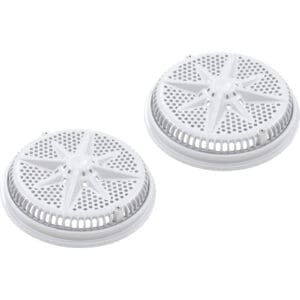 Two white circular filter covers.
