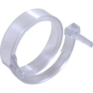 Clear plastic ring with latch mechanism.
