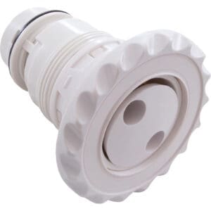White plastic pool jet nozzle fitting.