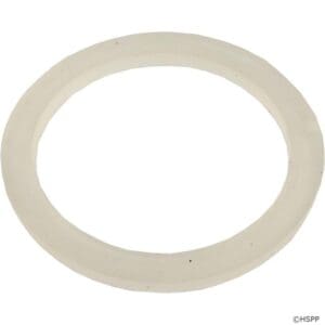 White circular rubber gasket on white background.