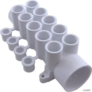 White plastic laboratory test tube holder.